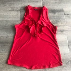 Red ruffled sleeveless top